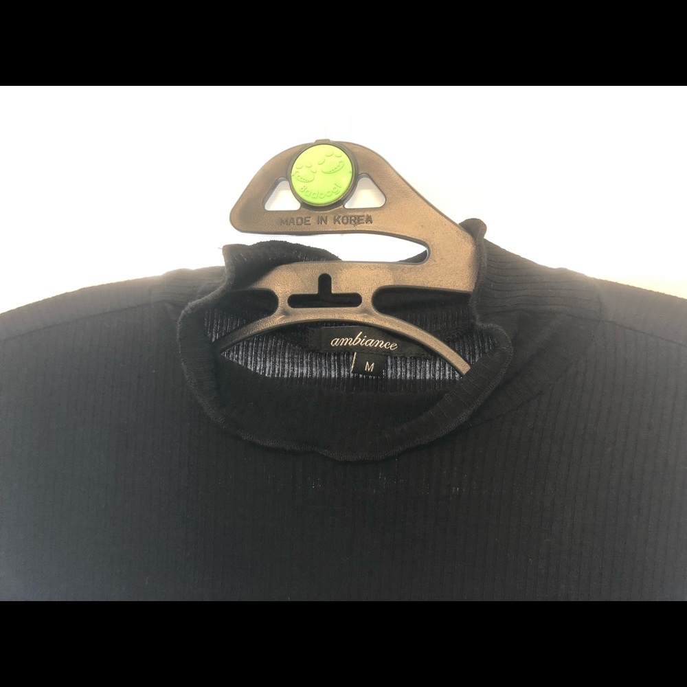 Black Ribbed Ruffle Top - Picture 2 of 2